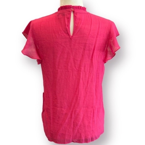 💐 Nanette Lepore Fuchsia Flutter Sleeve Blouse NWT - Picture 6 of 10